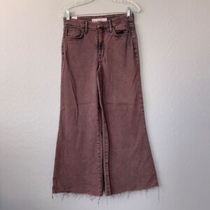 Frank & Eileen Wide Leg Stretch Cropped Jeans Frayed Hem High Rise‎ Size 27